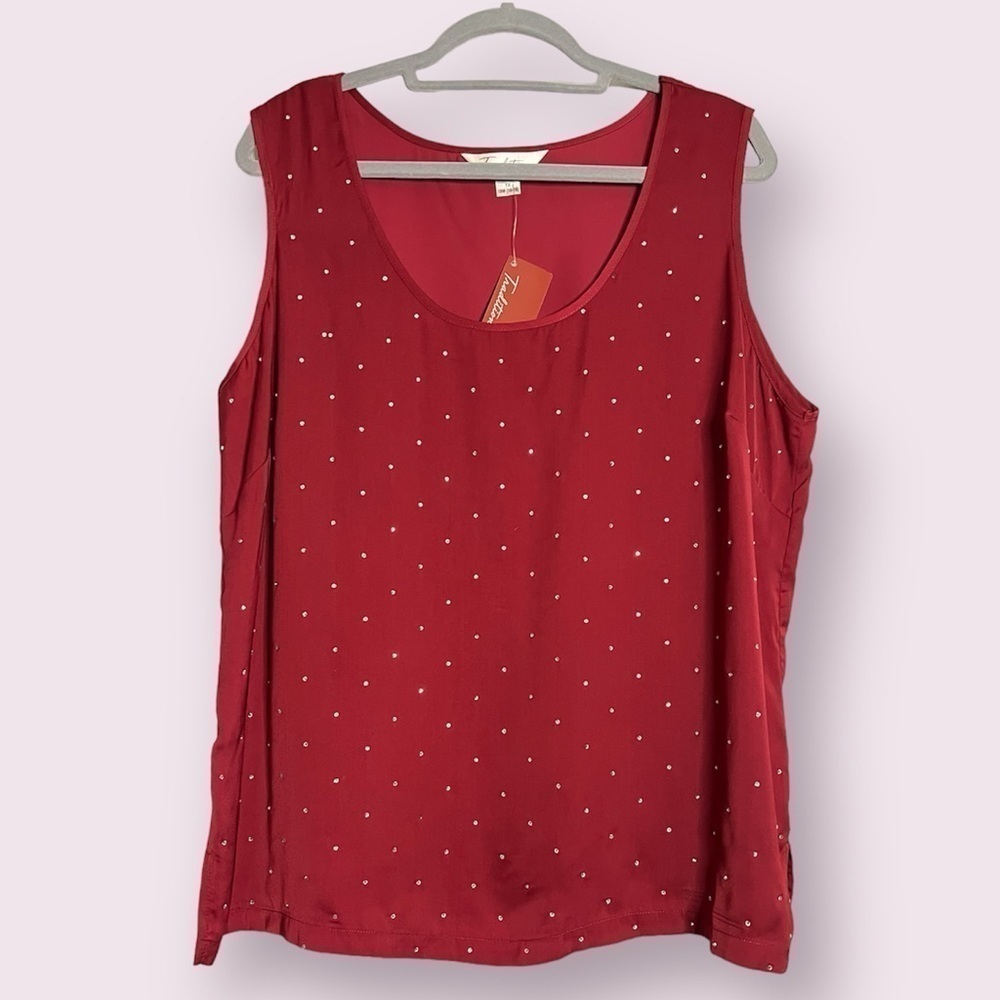 Tradition Burgundy Red Satin Rhinestone Top 1X